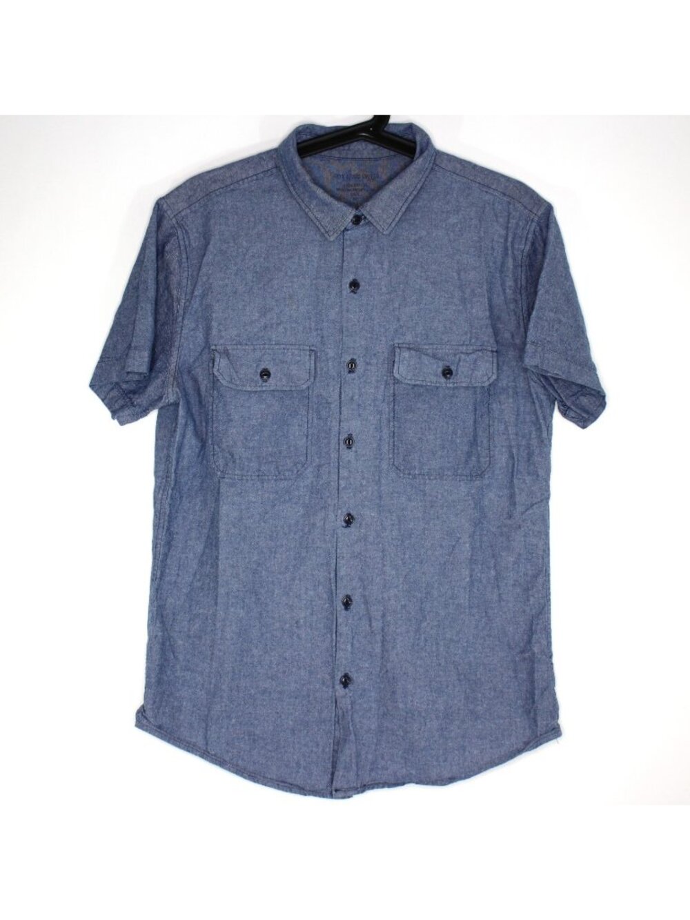 Save Khaki United SKU Mens Medium Cat Eye Button Chambray Button Up Shirt N1435